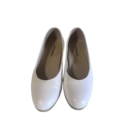Soft Spots white leather slip on wedge shoes size 8W - Picture 3 of 8